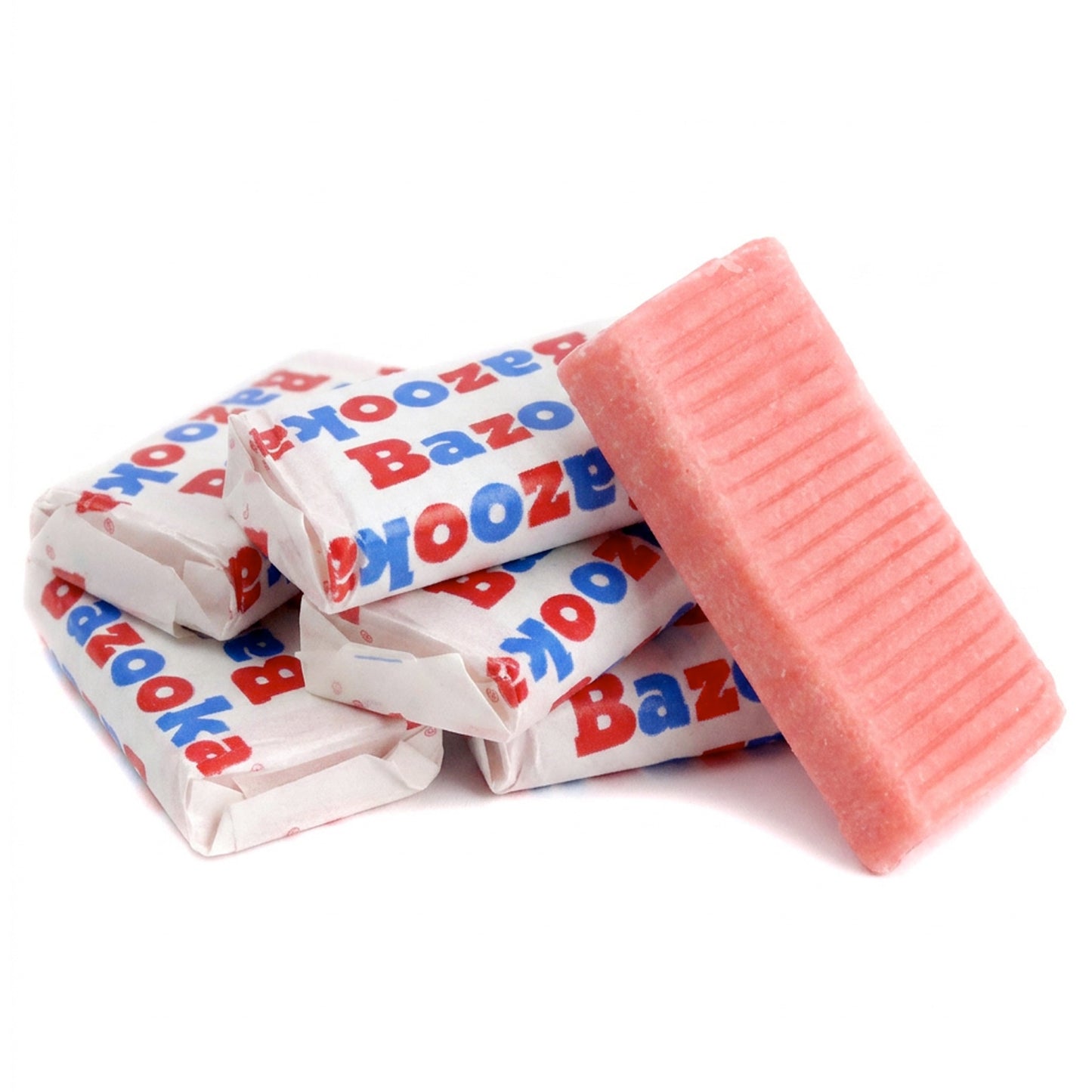 5 pieces of individually wrapped bazooka bubble gum, and one piece of unwrapped bubble gum