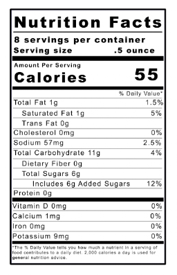 Nutrition facts label for Zandies Space Popcorn showing 55 calories per serving and 8 servings per 4oz bag.