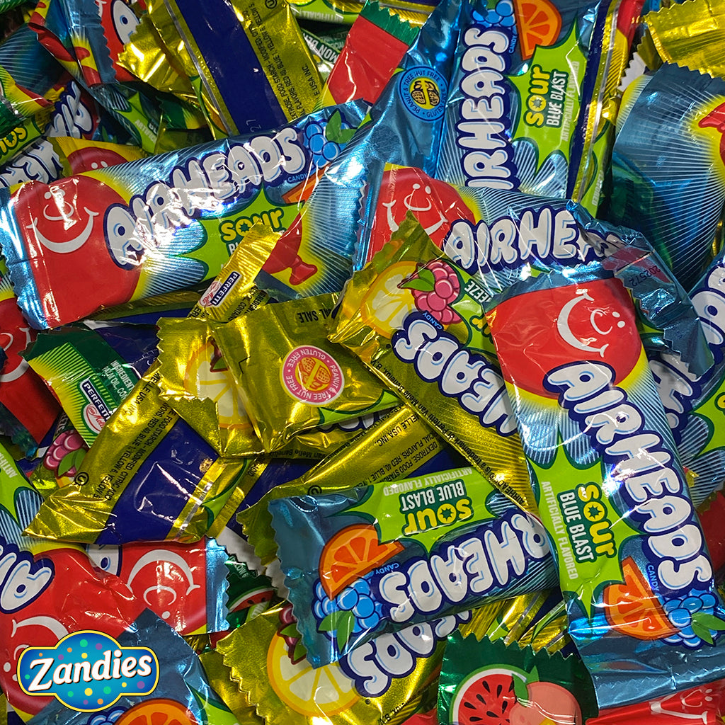 Pile of individually wrapped Airheads Sour