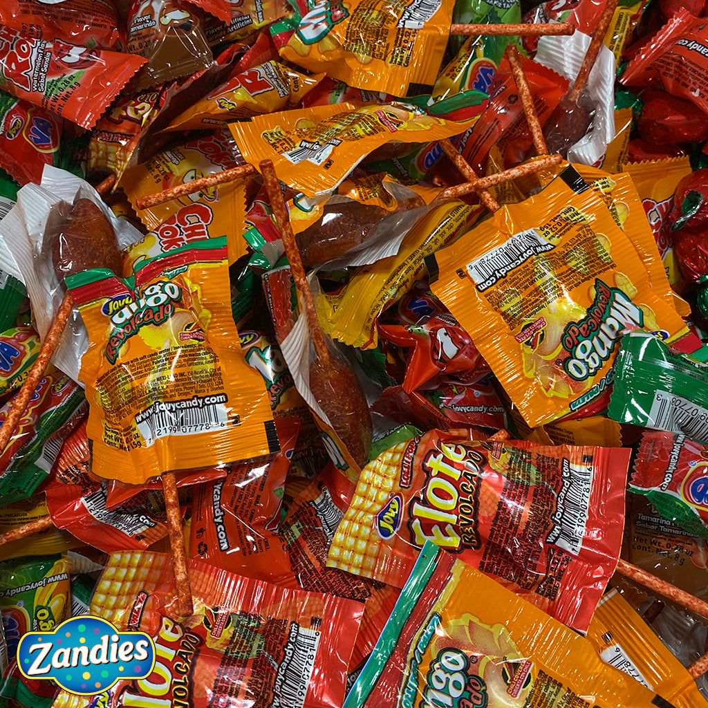 close up of the variety of Revolcado candy.