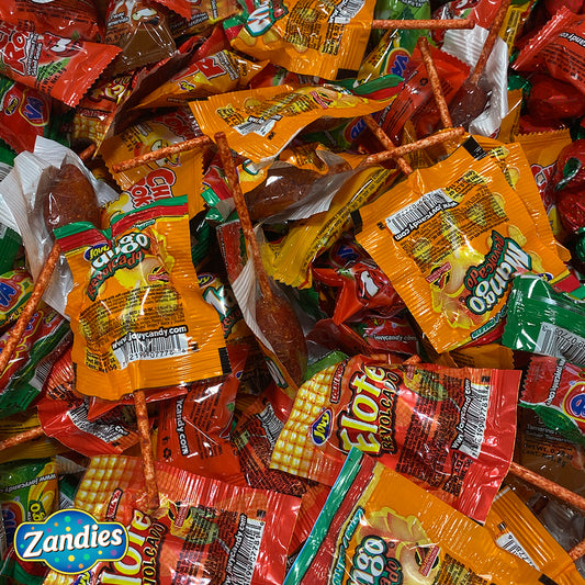 close up of the variety of Revolcado candy.