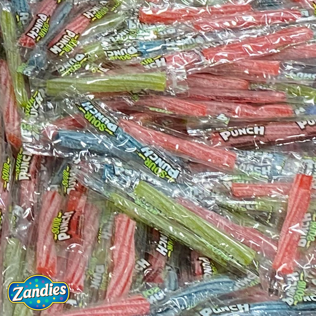 large pile or sour punch candies