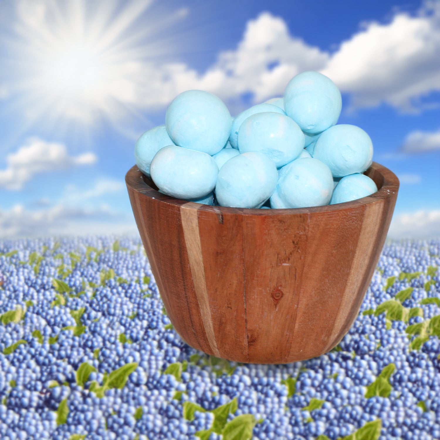 Berry Blast candy on display in a wooden bowl