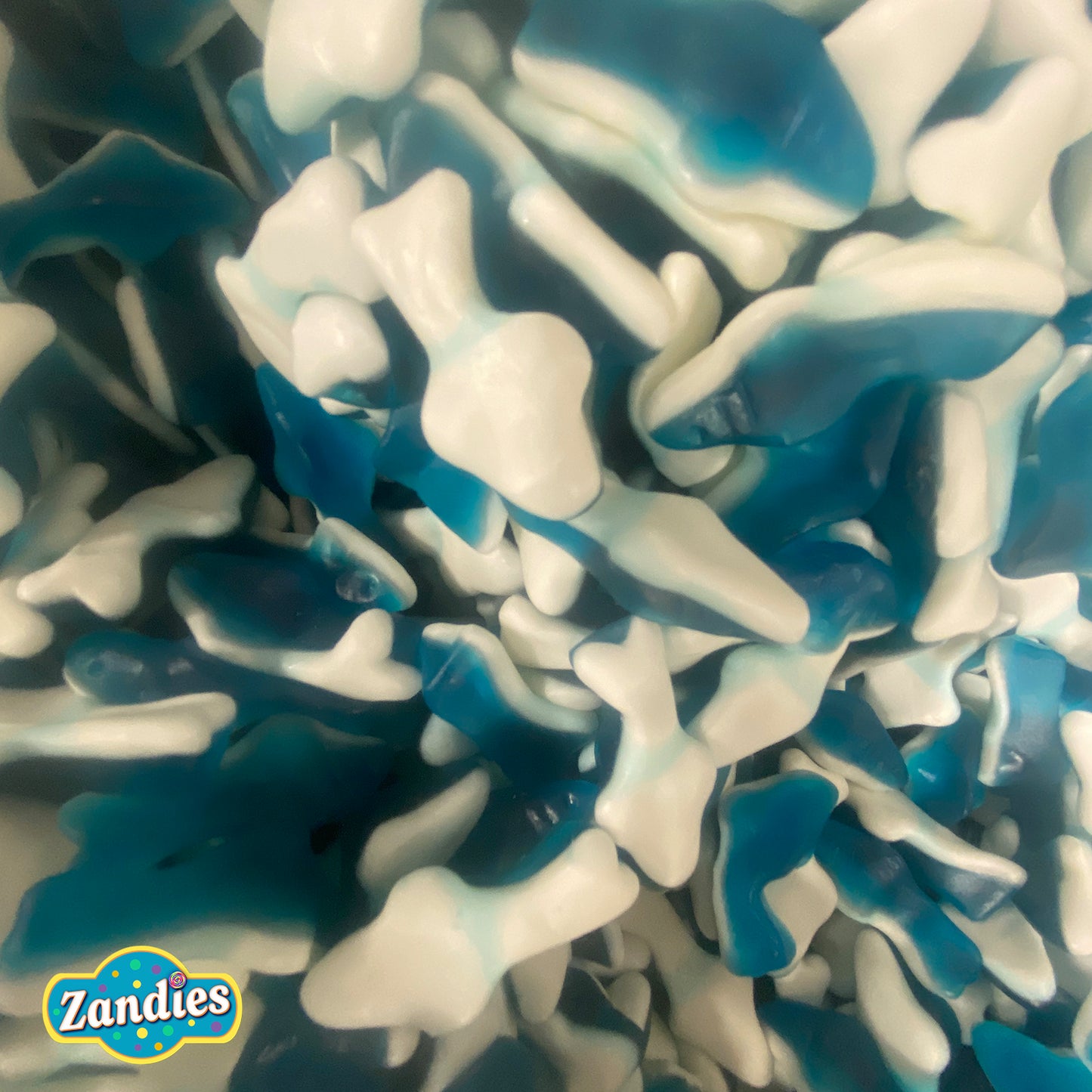 Vidal gummi sharks candy in bulk pile - beach party treats