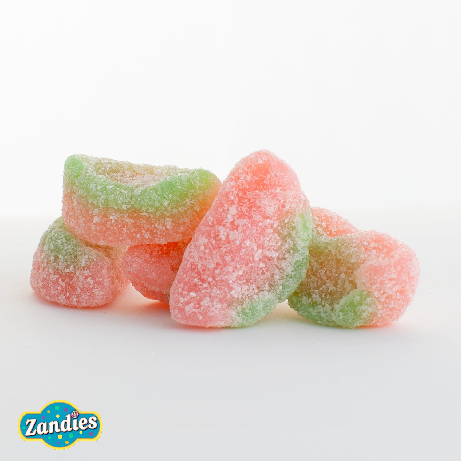Close-up of Sour Patch Kids Watermelon candy showing sugar coating and texture