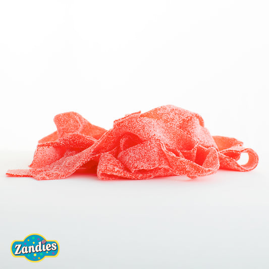 Strawberry Sour Belts close up texture shot | Zandies Candies